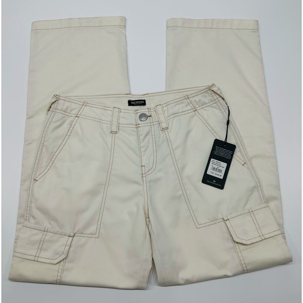 True Religion Ivory Cargo Pants Women’s Size 27 NWT - Picture 2 of 10